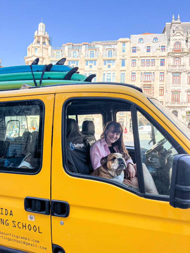surf lesson in porto with transportation